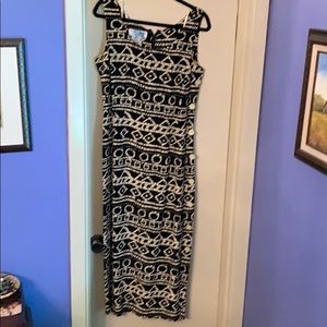 Maggie London 100% silk black and white dress 12